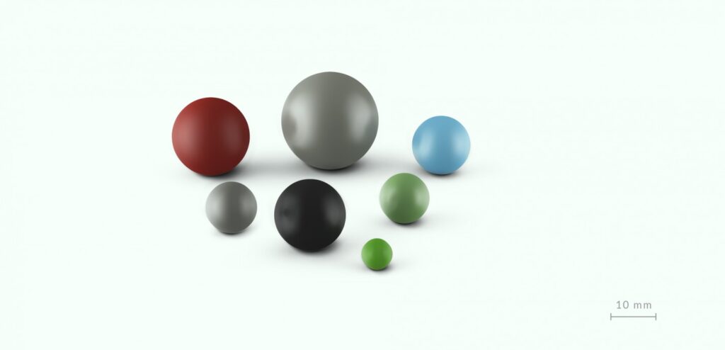 3D Renderings unterschiedlicher Gummikugeln
